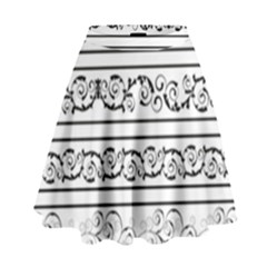 Black White Decorative Ornaments High Waist Skirt