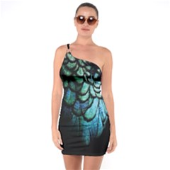 Peacock One Shoulder Ring Trim Bodycon Dress by UnicornFashion