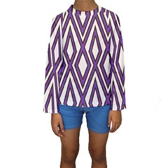 Diamond Key Stripe Purple Chevron Kids  Long Sleeve Swimwear by Mariart