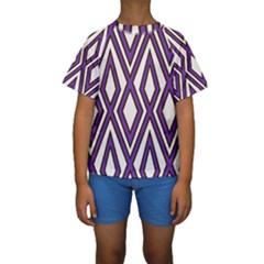 Diamond Key Stripe Purple Chevron Kids  Short Sleeve Swimwear by Mariart