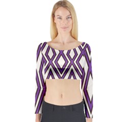 Diamond Key Stripe Purple Chevron Long Sleeve Crop Top by Mariart