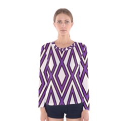 Diamond Key Stripe Purple Chevron Women s Long Sleeve Tee