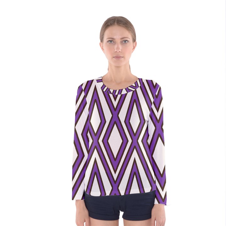 Diamond Key Stripe Purple Chevron Women s Long Sleeve Tee