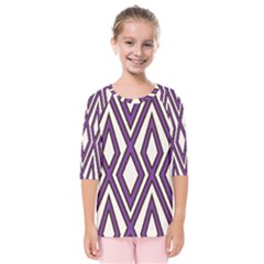 Diamond Key Stripe Purple Chevron Kids  Quarter Sleeve Raglan Tee