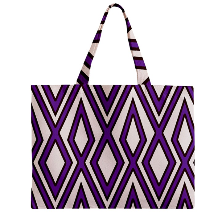 Diamond Key Stripe Purple Chevron Zipper Mini Tote Bag