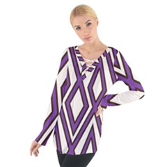 Diamond Key Stripe Purple Chevron Women s Tie Up Tee by Mariart