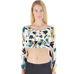 Flowers Duck Legs Line Long Sleeve Crop Top by Mariart