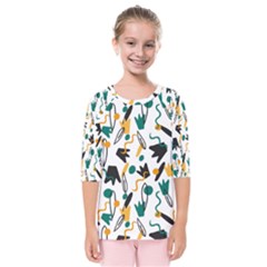 Flowers Duck Legs Line Kids  Quarter Sleeve Raglan Tee