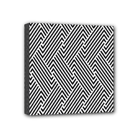 Escher Striped Black And White Plain Vinyl Mini Canvas 4  X 4 