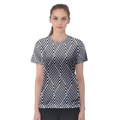 Escher Striped Black And White Plain Vinyl Women s Sport Mesh Tee