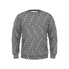 Escher Striped Black And White Plain Vinyl Kids  Sweatshirt