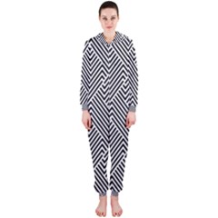 Escher Striped Black And White Plain Vinyl Hooded Jumpsuit (ladies)  by Mariart