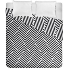 Escher Striped Black And White Plain Vinyl Duvet Cover Double Side (california King Size) by Mariart