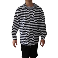 Escher Striped Black And White Plain Vinyl Hooded Wind Breaker (kids) by Mariart