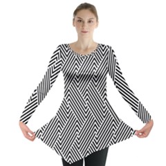 Escher Striped Black And White Plain Vinyl Long Sleeve Tunic  by Mariart