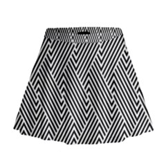 Escher Striped Black And White Plain Vinyl Mini Flare Skirt