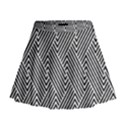 Escher Striped Black And White Plain Vinyl Mini Flare Skirt View1