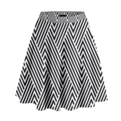 Escher Striped Black And White Plain Vinyl High Waist Skirt by Mariart