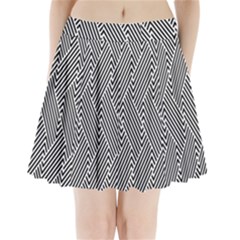 Escher Striped Black And White Plain Vinyl Pleated Mini Skirt by Mariart