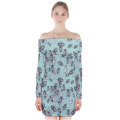 Cockroach Insects Long Sleeve Off Shoulder Dress by Mariart