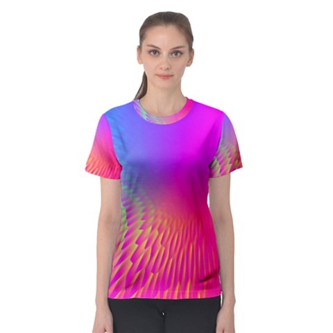 Light Aurora Pink Purple Gold Women s Sport Mesh Tee by Mariart