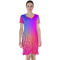 Light Aurora Pink Purple Gold Short Sleeve Nightdress