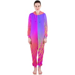 Light Aurora Pink Purple Gold Hooded Jumpsuit (ladies)  by Mariart