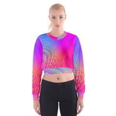 Light Aurora Pink Purple Gold Cropped Sweatshirt by Mariart