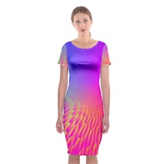 Light Aurora Pink Purple Gold Classic Short Sleeve Midi Dress by Mariart