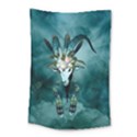 The Billy Goat  Skull With Feathers And Flowers Small Tapestry View1