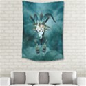 The Billy Goat  Skull With Feathers And Flowers Small Tapestry View2