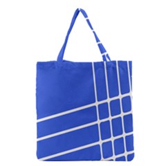 Line Stripes Blue Grocery Tote Bag by Mariart