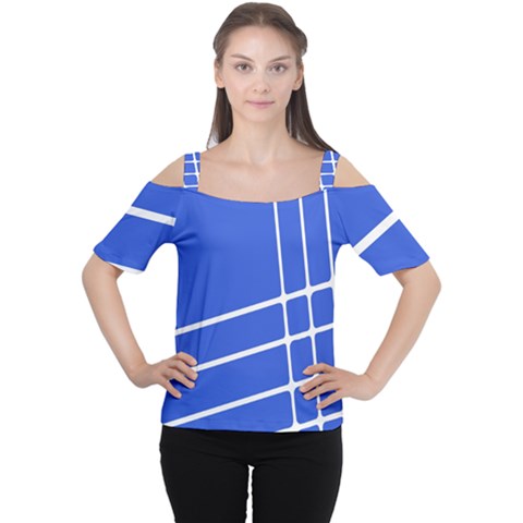 Line Stripes Blue Women s Cutout Shoulder Tee by Mariart