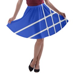 Line Stripes Blue A-line Skater Skirt by Mariart