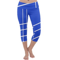 Line Stripes Blue Capri Yoga Leggings by Mariart