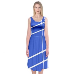 Line Stripes Blue Midi Sleeveless Dress