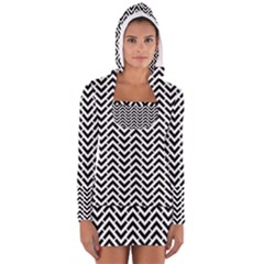 Funky Chevron Stripes Triangles Women s Long Sleeve Hooded T-shirt