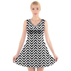 Funky Chevron Stripes Triangles V-neck Sleeveless Skater Dress by Mariart