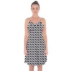 Funky Chevron Stripes Triangles Ruffle Detail Chiffon Dress by Mariart