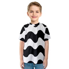 Lokki Cotton White Black Waves Kids  Sport Mesh Tee