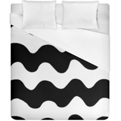 Lokki Cotton White Black Waves Duvet Cover (california King Size) by Mariart