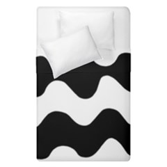 Lokki Cotton White Black Waves Duvet Cover Double Side (single Size) by Mariart