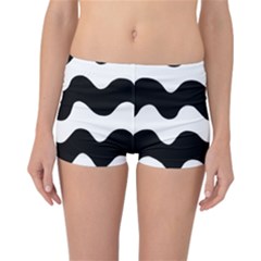 Lokki Cotton White Black Waves Reversible Boyleg Bikini Bottoms by Mariart