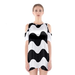 Lokki Cotton White Black Waves Shoulder Cutout One Piece by Mariart