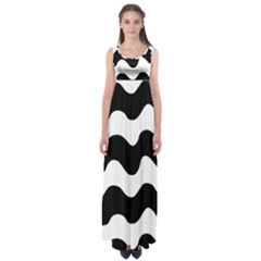 Lokki Cotton White Black Waves Empire Waist Maxi Dress by Mariart