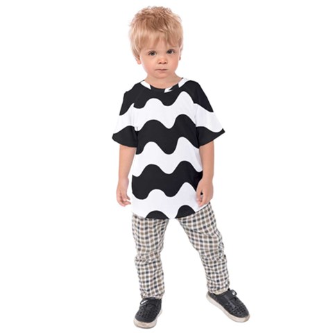 Lokki Cotton White Black Waves Kids Raglan Tee by Mariart