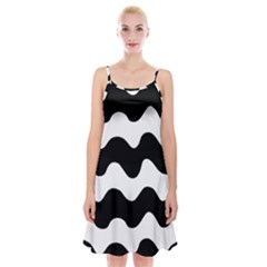 Lokki Cotton White Black Waves Spaghetti Strap Velvet Dress by Mariart