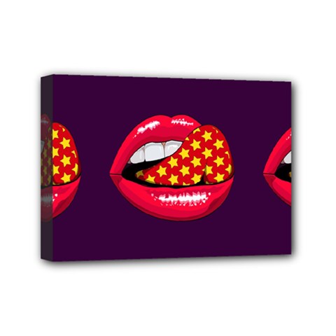 Lip Vector Hipster Example Image Star Sexy Purple Red Mini Canvas 7  X 5  by Mariart