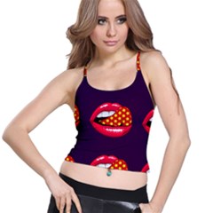 Lip Vector Hipster Example Image Star Sexy Purple Red Spaghetti Strap Bra Top by Mariart