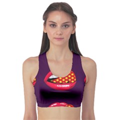 Lip Vector Hipster Example Image Star Sexy Purple Red Sports Bra by Mariart